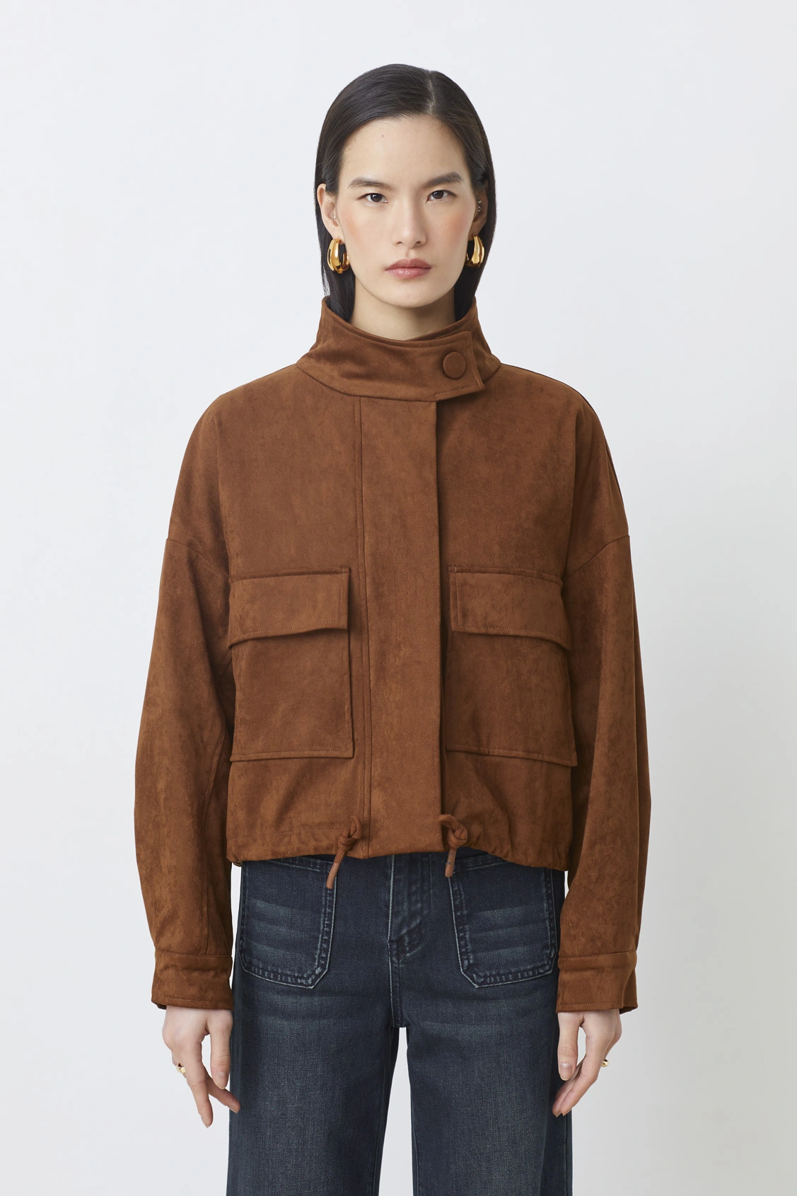 Giacca corta donna in finta pelle scamosciata Dorian