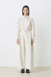 Jeans Rim a gamba larga bianco sporco