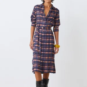 Abito donna effetto tartan in viscosa Cecily