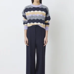 Pantalone elegante donna blu notte con cinturino Jicky