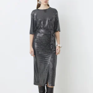 Gonna Flor midi in jersey sfaccettato