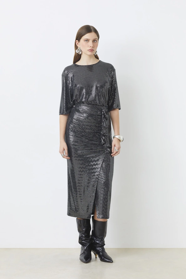 Gonna Flor midi in jersey sfaccettato