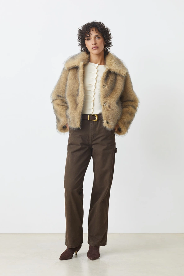 Cappotto Egon in pelliccia sintetica bicolore