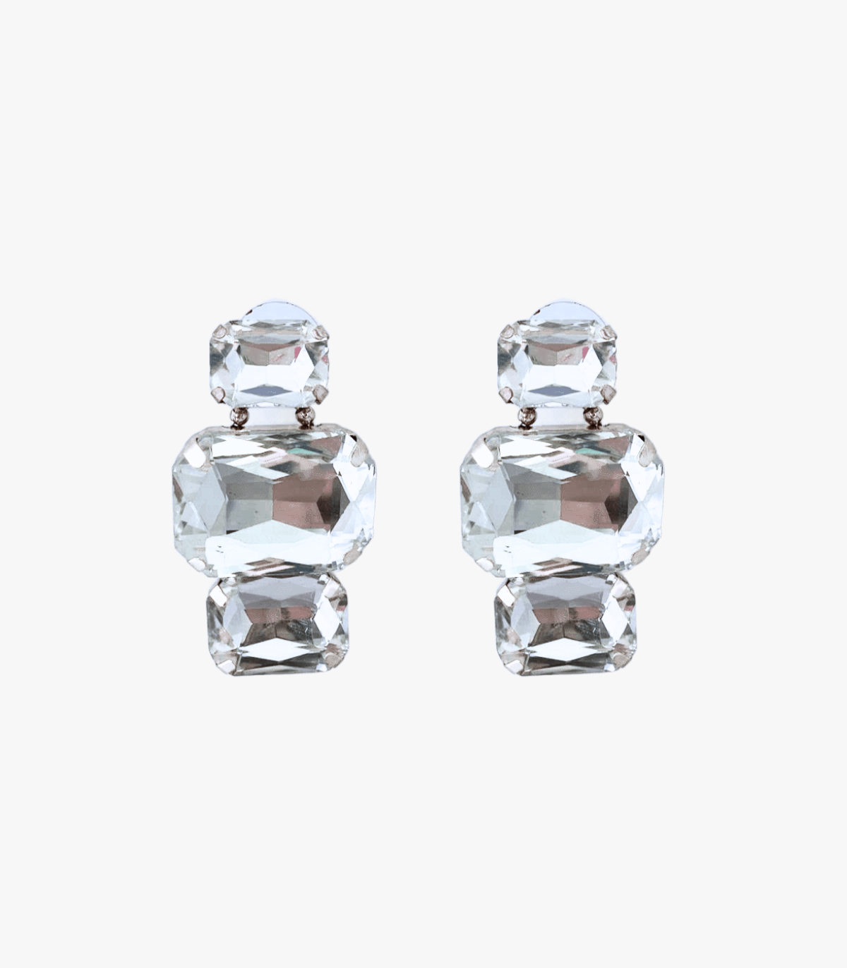 Orecchini in tre parti con vetro cristallo