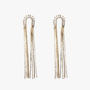 Orecchini ad U fili lunghi gold con strass cristallo