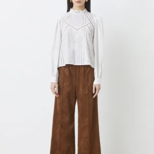 Pantalone Johan a gamba larga in ecopelle scamosciata