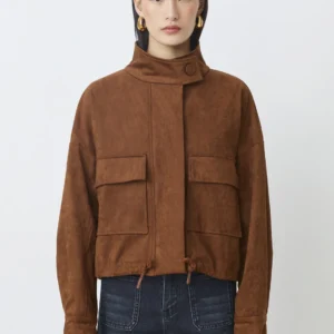 Giacca corta donna in finta pelle scamosciata Dorian