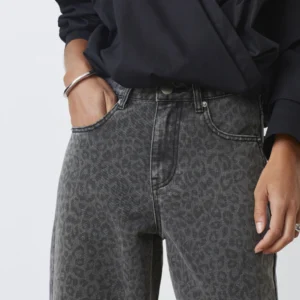 Jeans Robin leopardato carbonio