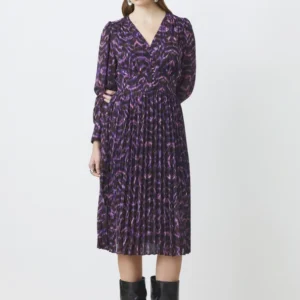 Abito midi Celya con stampa viola e rosa