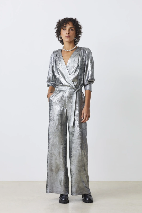 Pantaloni Jake larghi metallizzati