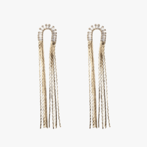 Orecchini ad U fili lunghi gold con strass cristallo